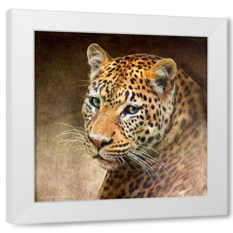 Leopard White Modern Wood Framed Art Print by Vest, Chris