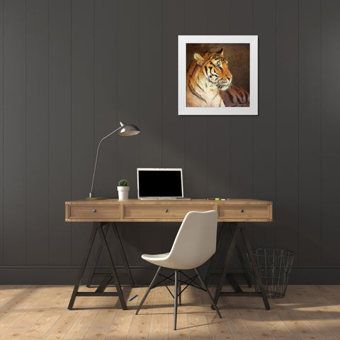 Tiger White Modern Wood Framed Art Print by Vest, Chris