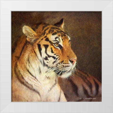 Tiger White Modern Wood Framed Art Print by Vest, Chris