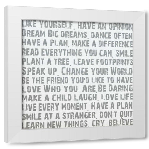 Words White Modern Wood Framed Art Print by James, Andrea