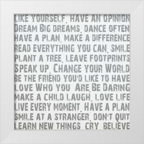 Words White Modern Wood Framed Art Print by James, Andrea