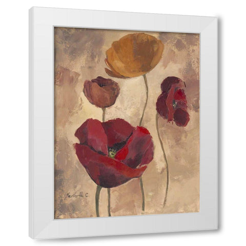 Textured Poppies I White Modern Wood Framed Art Print by Cohen, Marietta