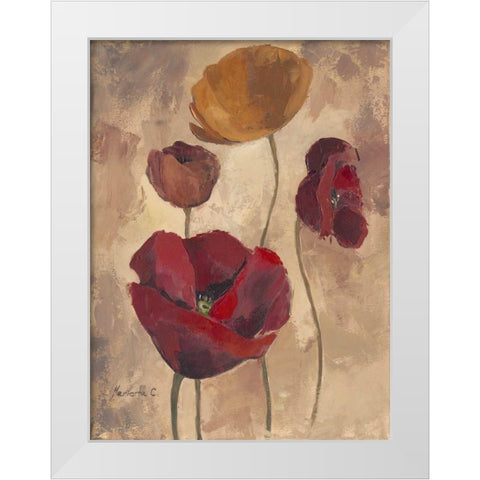 Textured Poppies I White Modern Wood Framed Art Print by Cohen, Marietta