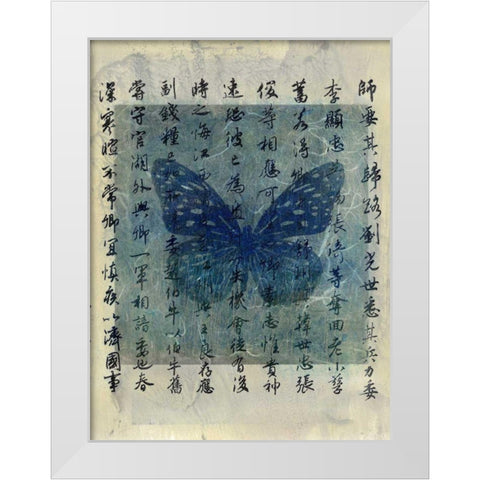 Butterfly Calligraphy II White Modern Wood Framed Art Print by Ray, Elena