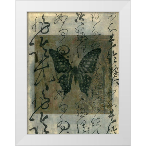 Butterfly Calligraphy III White Modern Wood Framed Art Print by Ray, Elena