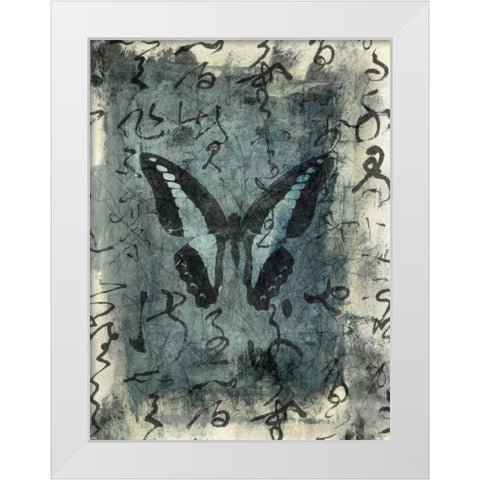 Butterfly Calligraphy IV White Modern Wood Framed Art Print by Ray, Elena
