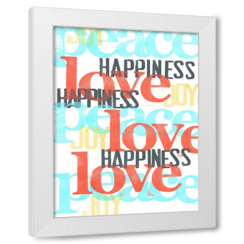 Peace-Love-Joy III White Modern Wood Framed Art Print by Velasquez, Deborah