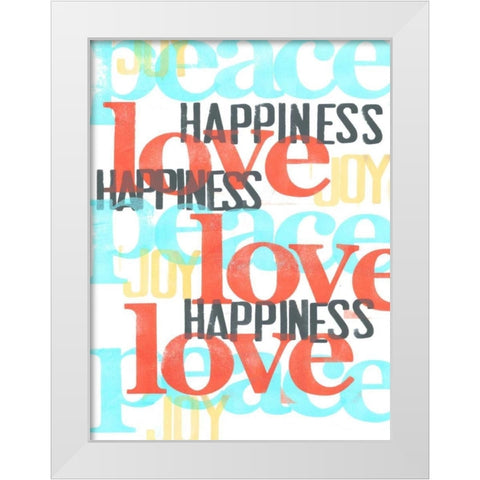 Peace-Love-Joy III White Modern Wood Framed Art Print by Velasquez, Deborah
