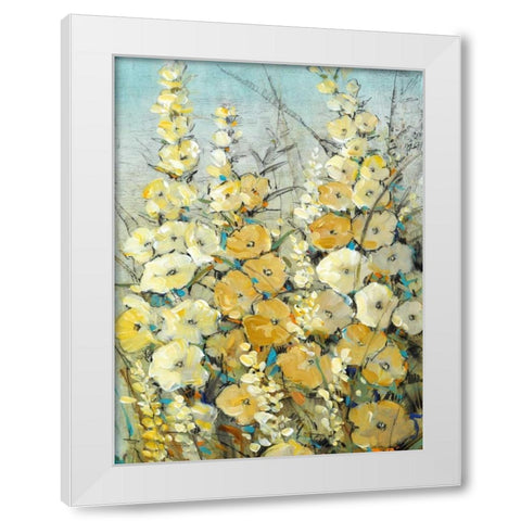 Cluster of Hollyhock II White Modern Wood Framed Art Print by OToole, Tim