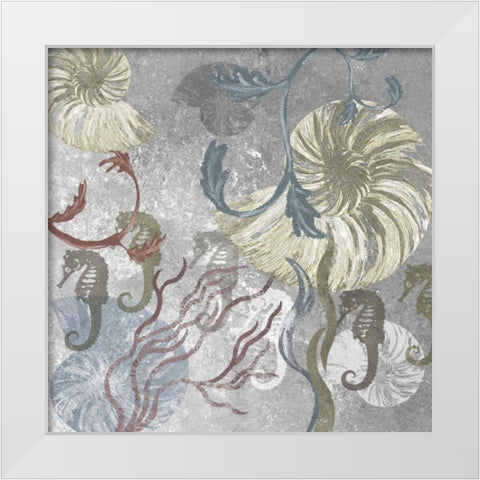 Seahorse Collage II White Modern Wood Framed Art Print by James, Andrea