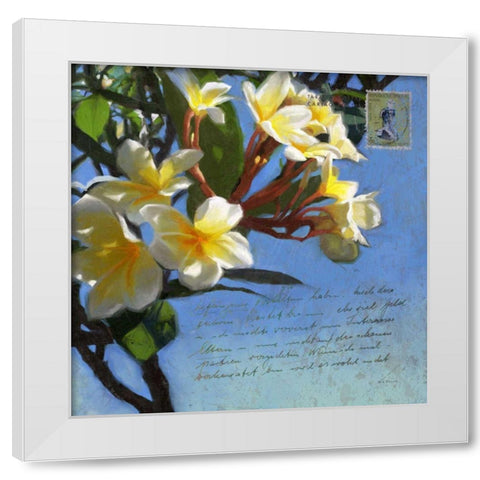Plumeria and Postage III White Modern Wood Framed Art Print by Novak, Rick
