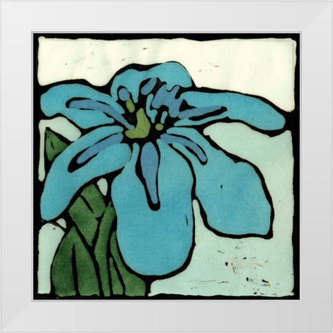 Teal Batik Botanical I White Modern Wood Framed Art Print by Davis, Andrea