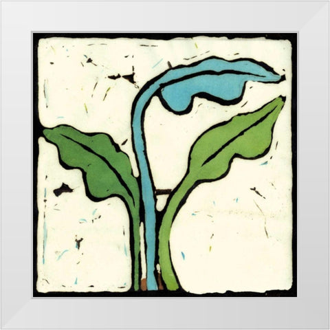 Teal Batik Botanical IV White Modern Wood Framed Art Print by Davis, Andrea