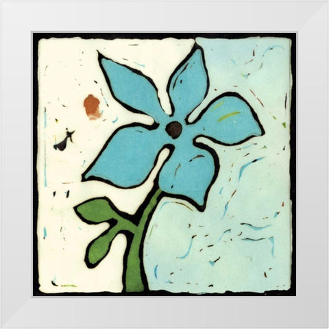 Teal Batik Botanical VI White Modern Wood Framed Art Print by Davis, Andrea