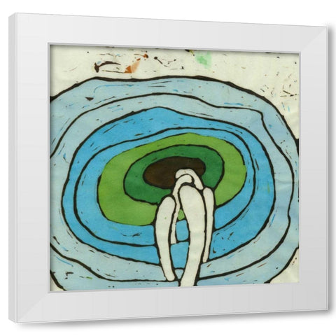 Aqua Batik Botanical I White Modern Wood Framed Art Print by Davis, Andrea