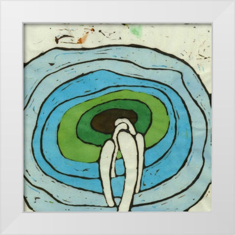 Aqua Batik Botanical I White Modern Wood Framed Art Print by Davis, Andrea