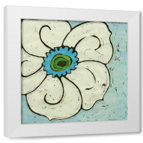 Aqua Batik Botanical II White Modern Wood Framed Art Print by Davis, Andrea