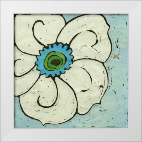 Aqua Batik Botanical II White Modern Wood Framed Art Print by Davis, Andrea