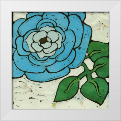 Aqau Batik Botanical III White Modern Wood Framed Art Print by Davis, Andrea