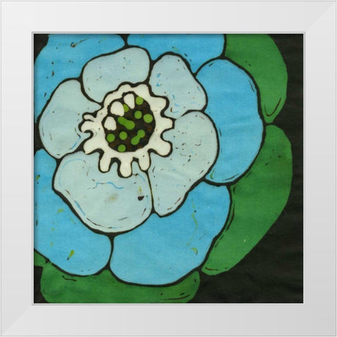 Aqua Batik Botanical V White Modern Wood Framed Art Print by Davis, Andrea