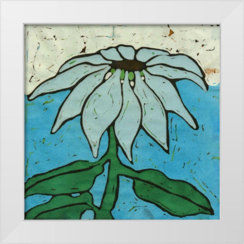 Aqua Batik Botanical VI White Modern Wood Framed Art Print by Davis, Andrea