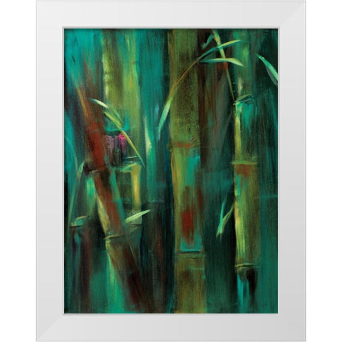Turquoise Bamboo I White Modern Wood Framed Art Print by Wilkins, Suzanne