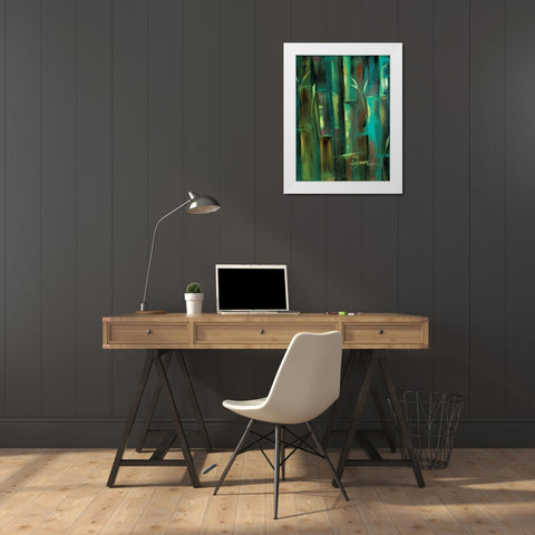 Turquoise Bamboo II White Modern Wood Framed Art Print by Wilkins, Suzanne