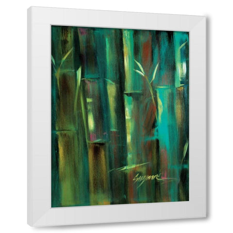 Turquoise Bamboo II White Modern Wood Framed Art Print by Wilkins, Suzanne