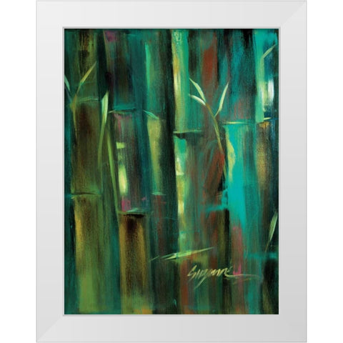 Turquoise Bamboo II White Modern Wood Framed Art Print by Wilkins, Suzanne