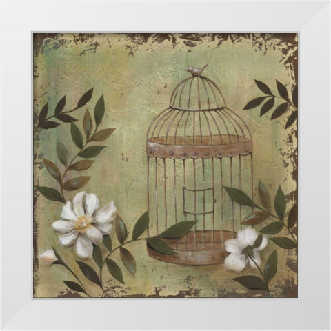 Decorative Bird Cage I White Modern Wood Framed Art Print by Reynolds, Jade