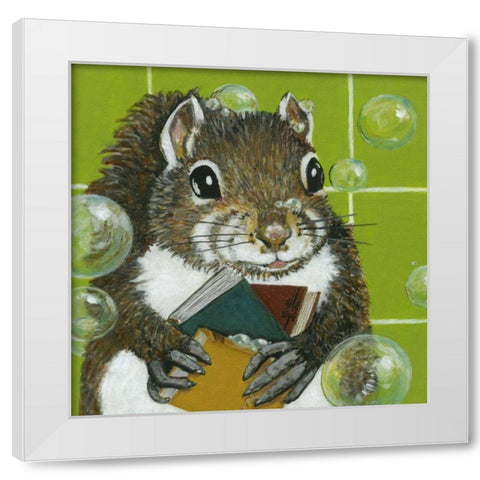 Bubbles - Ayman White Modern Wood Framed Art Print by Roll, Dlynn