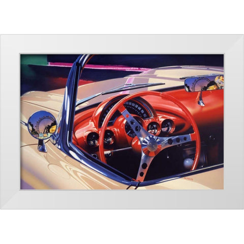 58 Corvette White Modern Wood Framed Art Print by Reynolds, Graham