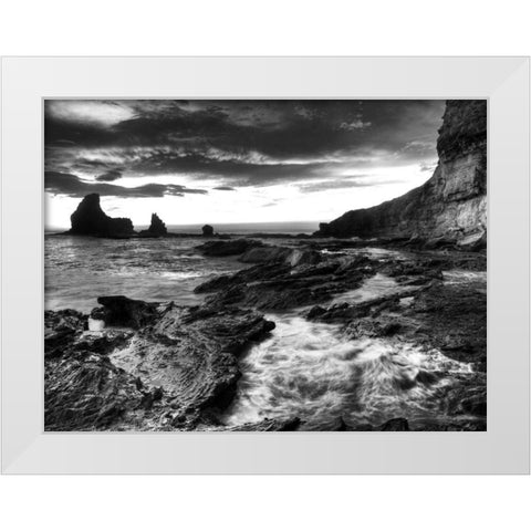 Rushing Tides White Modern Wood Framed Art Print by Nalbandian, Nish