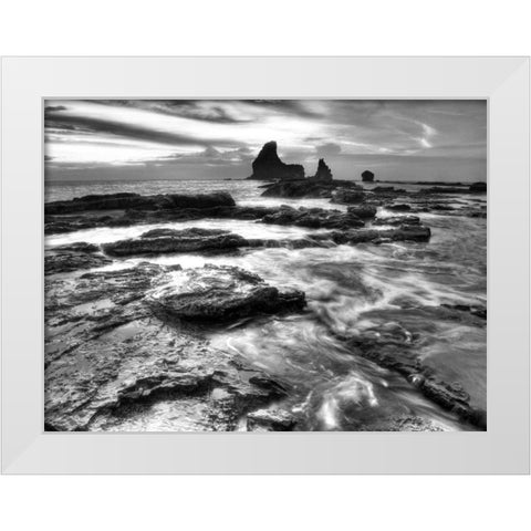 BandW Rushing Tides White Modern Wood Framed Art Print by Nalbandian, Nish