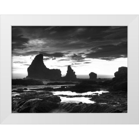 Grey Cloud Tide Sunset White Modern Wood Framed Art Print by Nalbandian, Nish