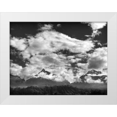 Pyramids, Mountains and Clouds White Modern Wood Framed Art Print by Nalbandian, Nish
