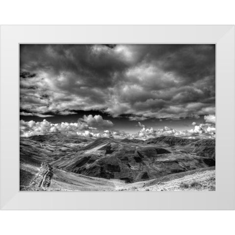 Patchwork Mountains White Modern Wood Framed Art Print by Nalbandian, Nish