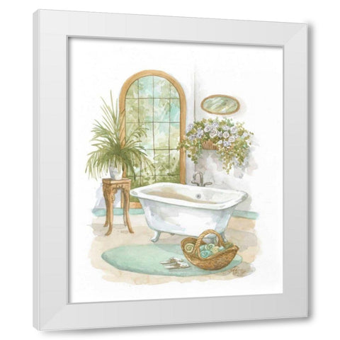 Watercolor Bath in Spa II White Modern Wood Framed Art Print by Van Dijk, Jerianne