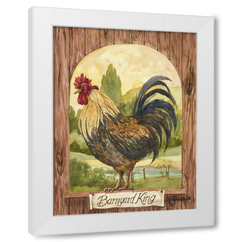 Barnyard King White Modern Wood Framed Art Print by Van Dijk, Jerianne