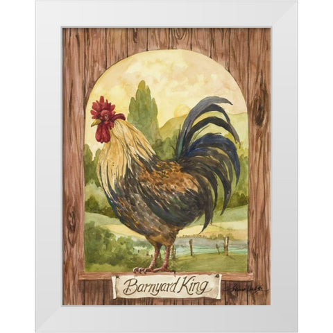 Barnyard King White Modern Wood Framed Art Print by Van Dijk, Jerianne