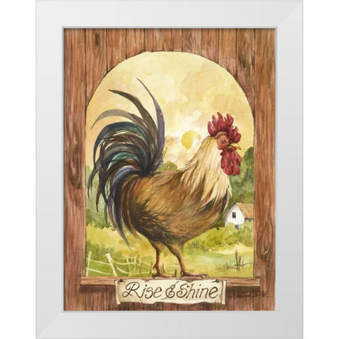 Rise N Shine White Modern Wood Framed Art Print by Van Dijk, Jerianne