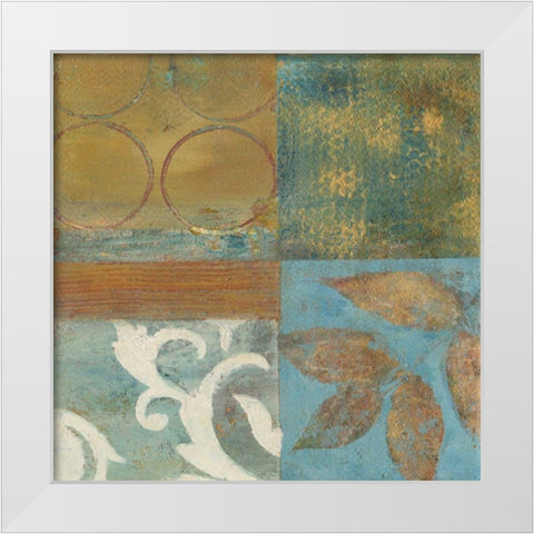Bronze Leaf Quadrant II White Modern Wood Framed Art Print by Green-Aldridge, W.