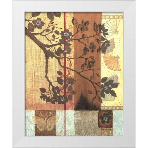 Asian Blossoming Branch White Modern Wood Framed Art Print by Russell, Wendy
