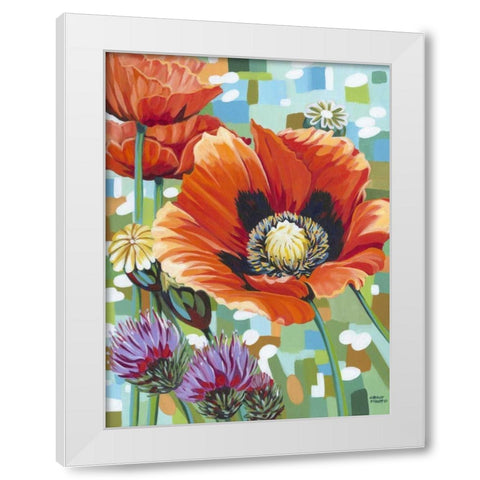 Vivid Poppies II White Modern Wood Framed Art Print by Vitaletti, Carolee