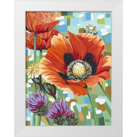 Vivid Poppies II White Modern Wood Framed Art Print by Vitaletti, Carolee