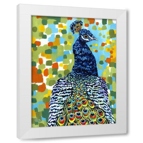 Plumed Peacock II White Modern Wood Framed Art Print by Vitaletti, Carolee