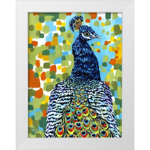 Plumed Peacock II White Modern Wood Framed Art Print by Vitaletti, Carolee