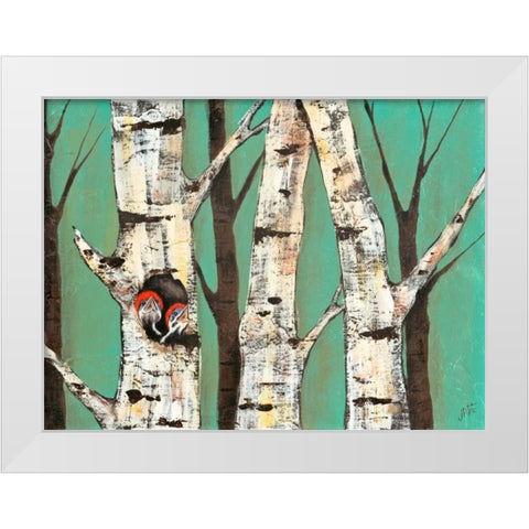Birch Grove on Teal I White Modern Wood Framed Art Print by Reynolds, Jade