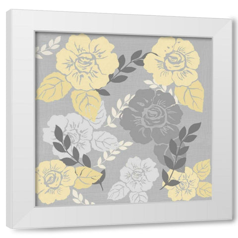 Yellow Roses on Grey I White Modern Wood Framed Art Print by Reynolds, Jade