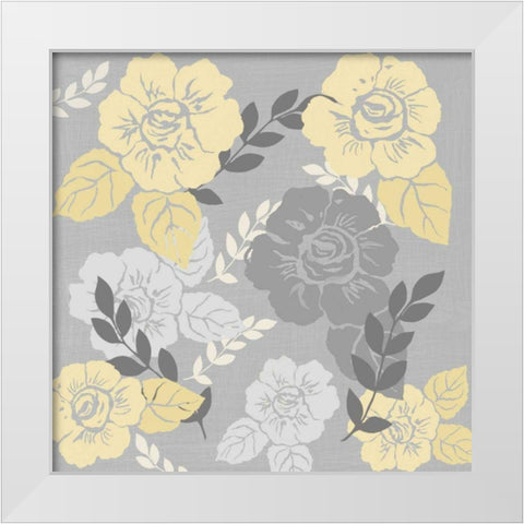 Yellow Roses on Grey I White Modern Wood Framed Art Print by Reynolds, Jade